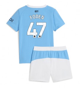 Manchester City Phil Foden #47 Jalkapallovaatteet Lasten Kotipeliasu 2025-26 Lyhythihainen (+ Lyhyet housut)